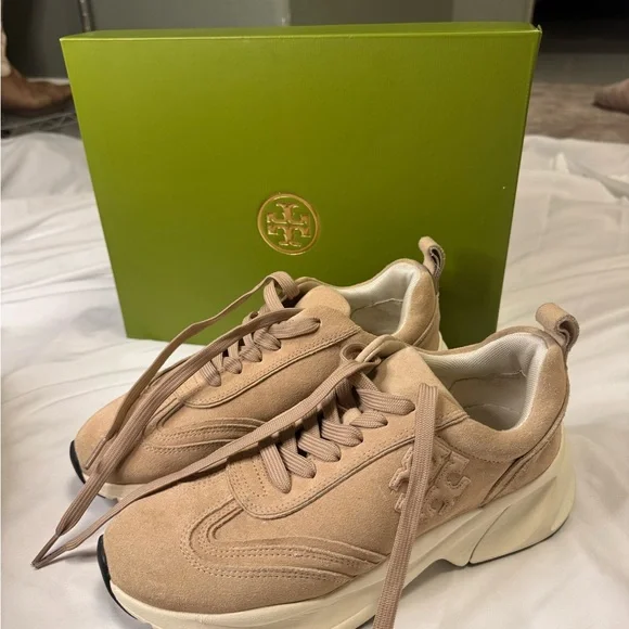 Tory Burch Tan Suede Athletic Shoes - Picture 1 of 7